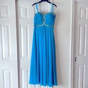 Faviana Beautiful Blue beaded evening dress. Size 12